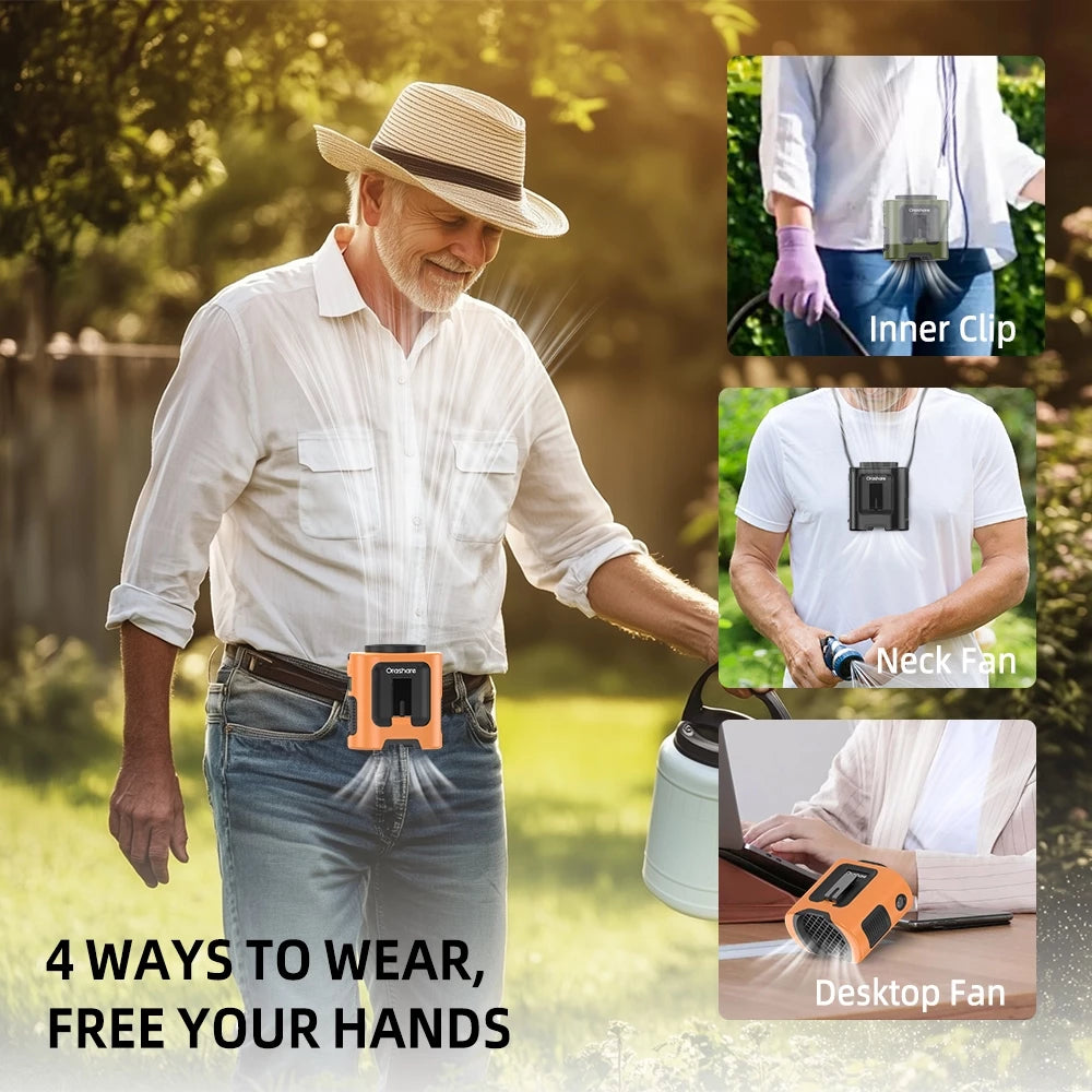 Orashare K200 – Turbo Waist Fan & Powerbank Combo ️‍😍❄️