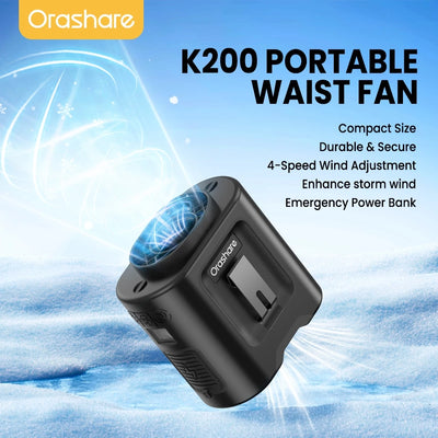 Orashare K200 – Turbo Waist Fan & Powerbank Combo ️‍😍❄️